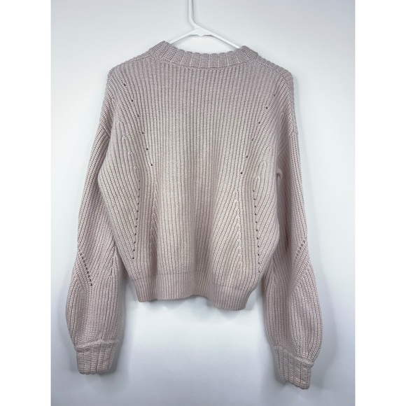 Athleta Wool Cashmere Cream Knit Sweater Crew Neck Neutral Cozy Cropped Small - Picture 5 of 11